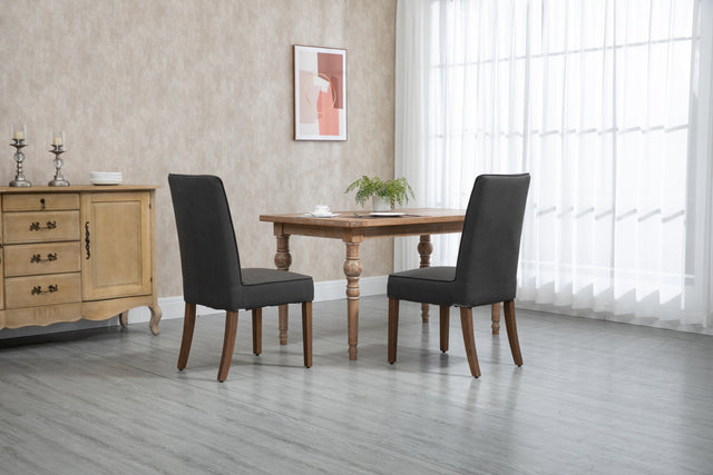 Cover Removable Interchangeable and Washable Gray Linen Upholstered Parsons Chair with Solid Wood Legs 2 PCS