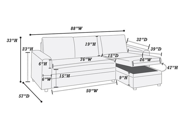 Living Room Furniture Convertible Sectional Blue Grey Color Polyfiber Reversible Chaise Storage Sofa Pull Out bed Couch