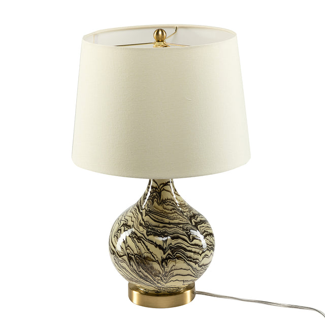 Pelion 20" Modern LED Bedside Table Lamp with Linen Shade and Glass Base