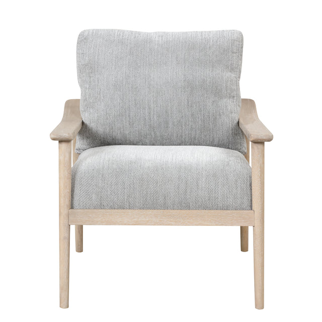 【EAT 3.10】Mid Century Modern Chair with Solid Wood Frame,Arm Chair with Vertical Slatted Back,Thick Pad Upholstered Accent Chair for Living Room, Bedroom, Belcony, Natural