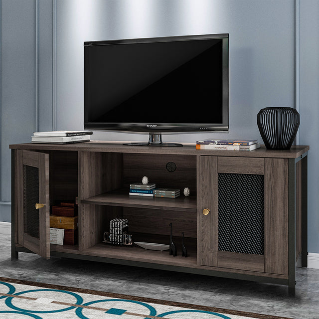TV Stand for 45 Inches TV, Industrial TV Stand with Storage Shelf, Cable Management, Cabinets, Entertainment Center for Home, Living Room, Office