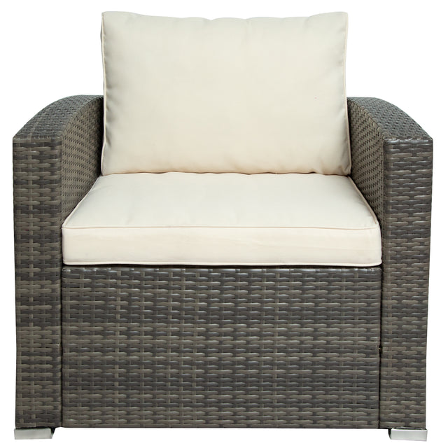 U_STYLE Patio Furniture Sets, 7-Piece Patio Wicker Sofa , Cushions, Chairs , a Loveseat , a Table and a Storage Box