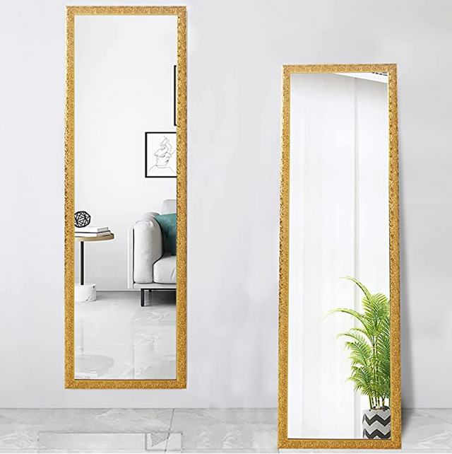 Full Length Mirror Door Mirror Full Body Dressing Mirror Wall Mounted Hanging for Dorm Home, 50"x 14", Gold