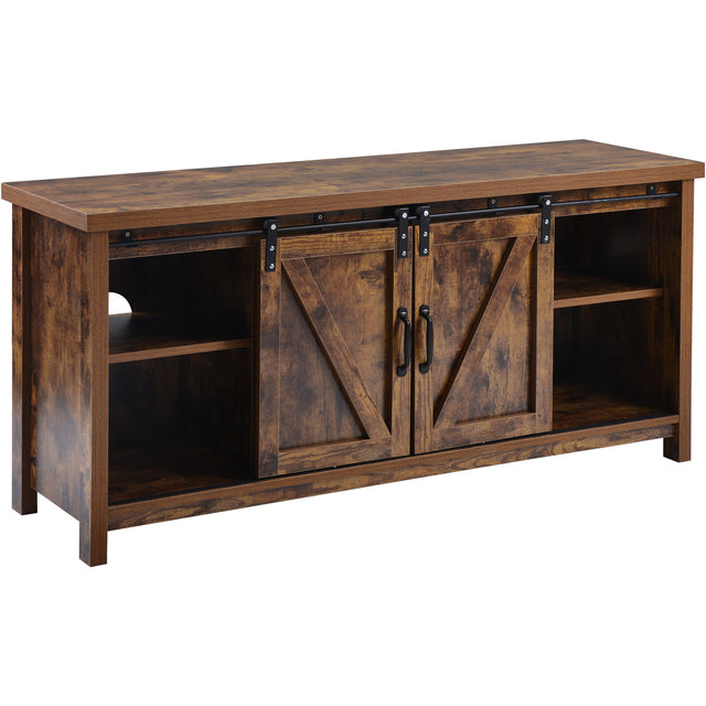 TV Stand,Barn door modern &farmhousewood entertainment center, Console for Media,removable door panel & living room with for tvs up to 60'',BARNWOOD/BLACK