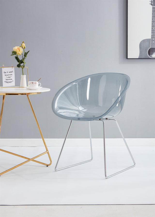 Transparent Semicircle Side Chair, Dinning Chair, 2 pc per set
