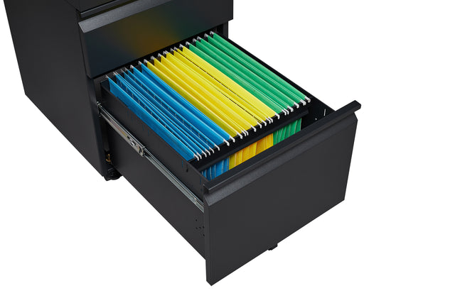 Mobile File Cabinet 2-Drawer Pedestal with Lock for Storage Use for Home Office and Business Enterprise,Legal/Letter Size Black,With 5 Wheels,with Leather cushion