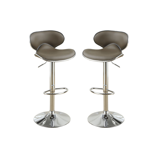 Adjustable Espresso Faux Leather Bar Stools, Set of 2