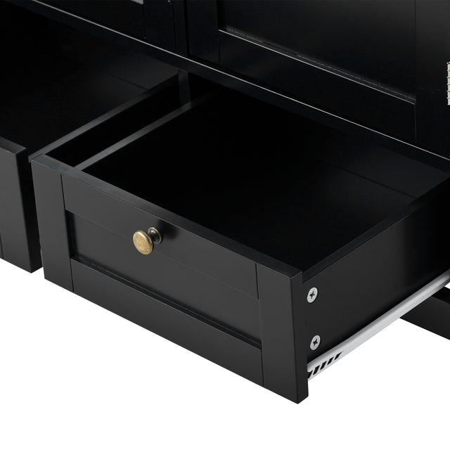 U_STYLE 44.9'' Accent Cabinet Modern Console Table Sideboard for Living Room Dining Room With 3 Doors, 3 Drawers