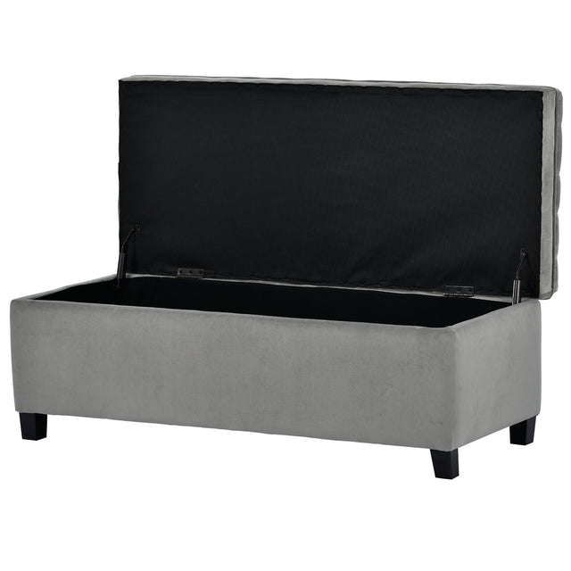U-stye Upholstered Flip Top Storage Bench with Button Tufted Top