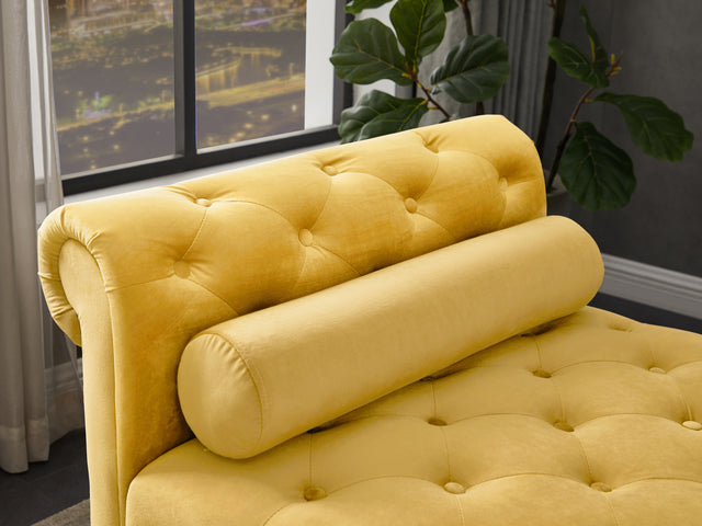 2038 Yellow Pleuche Rectangular Large Sofa Stool