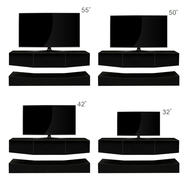 LED TV Stand for 55 inch TV, Modern Entertainment Center with LED Lights, TV & Media Furniture Console for Under TV Living Game Room Bedroom,Black