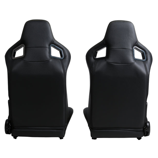 2-Piece Ergonomic Racing Seats with Adjustable Double Slides,PVC Racing Simulator Game Seats,Black
