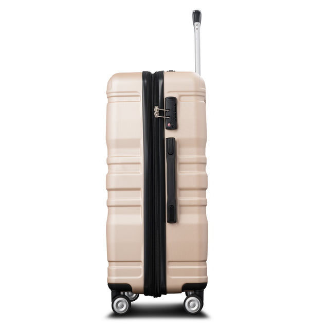 Luggage Sets New Model Expandable ABS Hardshell 3pcs Clearance Luggage Hardside Lightweight Durable Suitcase sets Spinner Wheels Suitcase with TSA Lock 20''24''28'' (Champagne)