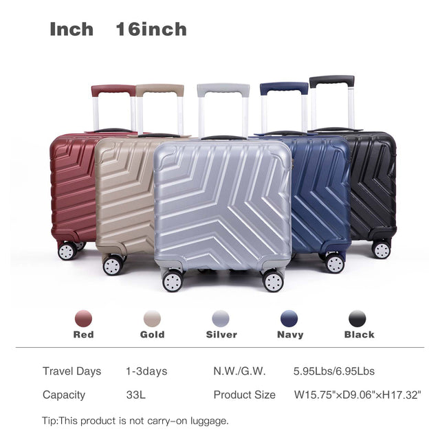 Pure PC 16" Hard Case Luggage Computer Case With Universal Silent Aircraft Wheels Silver