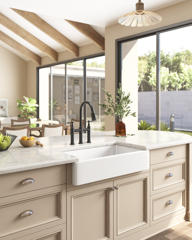 30" L x 19" W Farmhouse Kitchen Sink with kitchen faucet