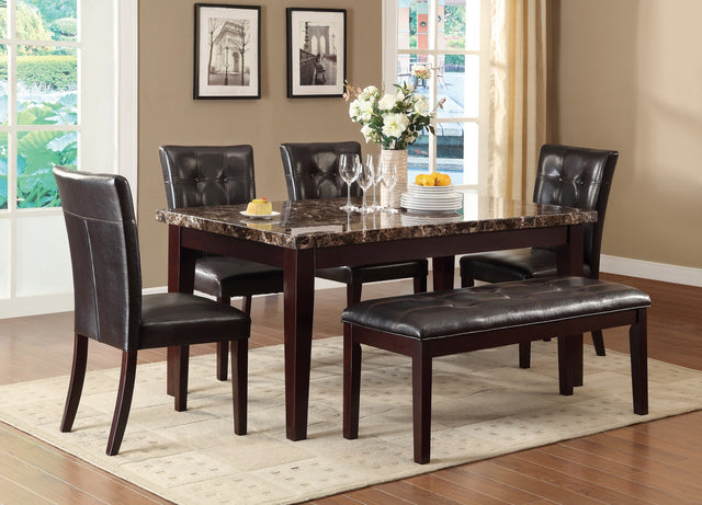 Espresso Finish Casual 1pc Dining Table Faux Marble Top Transitional Dining Room Furniture
