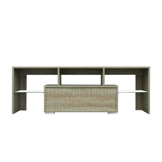 TV Stand with LED RGB Lights,Flat Screen TV Cabinet, Gaming Consoles - in Lounge Room, Living Room and Bedroom,GREY OAK