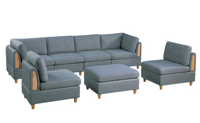 Living Room Furniture Ottoman Steel Color Dorris Fabric 1pc Cushion ottomans Wooden Legs Deco