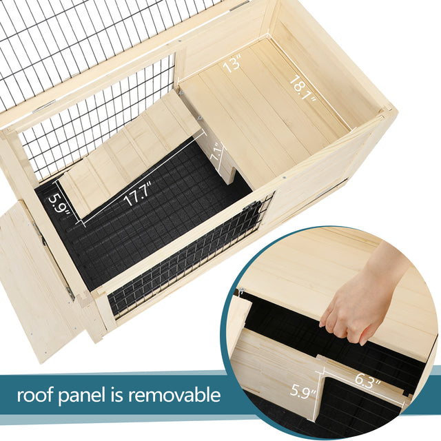 Wood Rabbit Hutch,Guinea Pig House Leak Proof Design