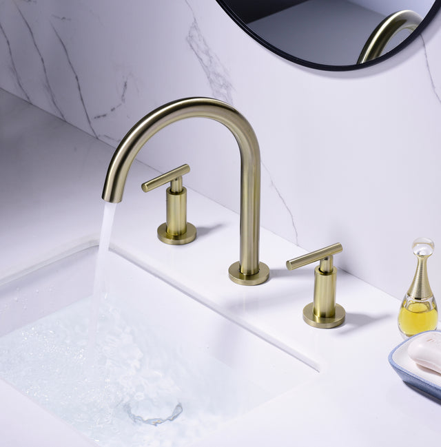 Two Handle High Arc Widespread Bathroom Sink Faucet 3 Hole