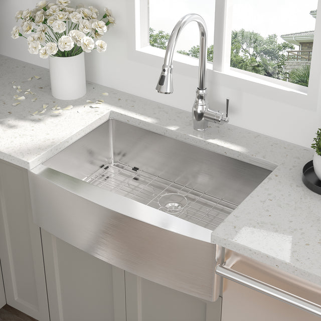 30 Inch Farmhouse Kitchen Sink - 30”x21”x10” Stainless Steel Apron Front Farmhouse Sink 10 Inch Deep 16 Gauge Single Bowl Kitchen Sink Basin