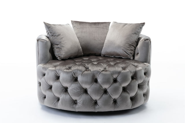 Coolmore Modern Akili swivel accent chair barrel chair for hotel living room / Modern leisure chair Silver Grey