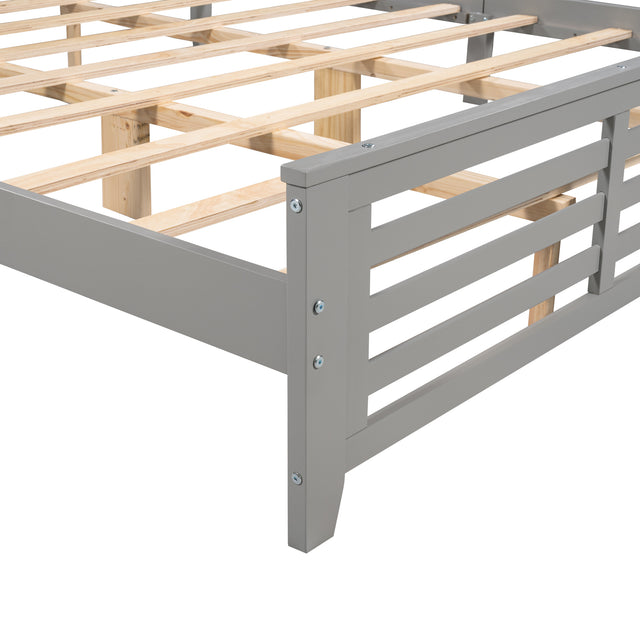 Platform bed with horizontal strip hollow shape, King size, gray (New)