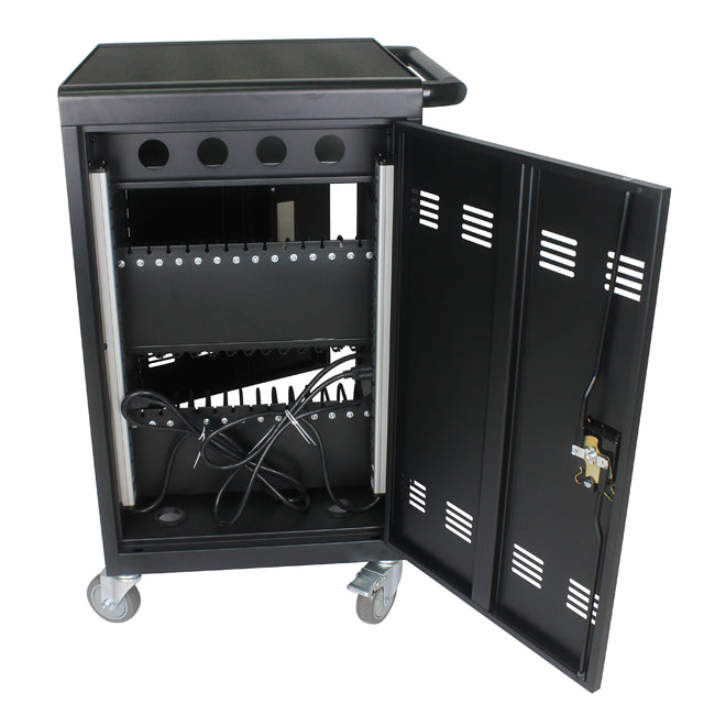 Mobile Charging Cart and Cabinet for Tablets Laptops 30-Device With Combination Lock(Black))