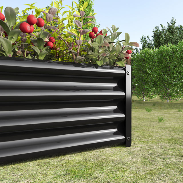 Metal Raised Garden Bed, Rectangle Raised Planter 4×2×1ft for Flowers Plants, Vegetables Herb Veezyo Black