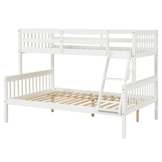 Twin Over Full Bunk Bed with Trundle, Convertible into 2 Beds, the Bunk Bed with Ladder and Safety Rails for Kids, Teens, Adults, White (Old Sku:W504S00030)