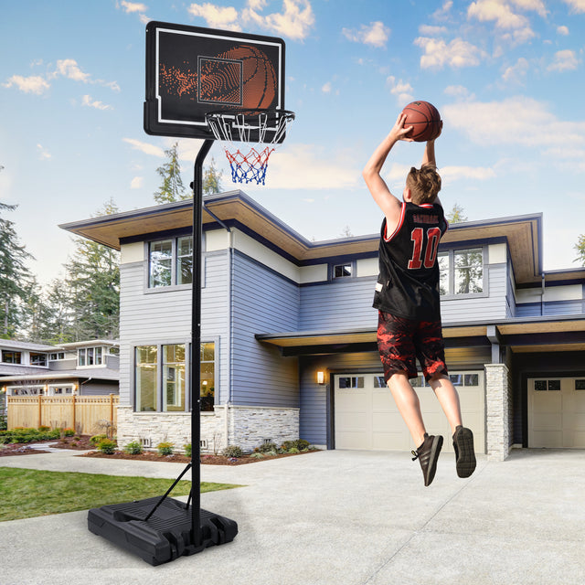 Portable Basketball Hoop & Goal, Outdoor Basketball System with 8.5-10ft Height Adjustment in 35'' Backboard for Youth