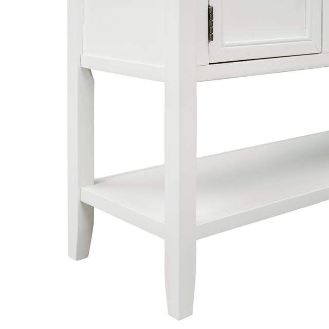 TREXM Cambridge Series Buffet Sideboard Console Table with Bottom Shelf (White)