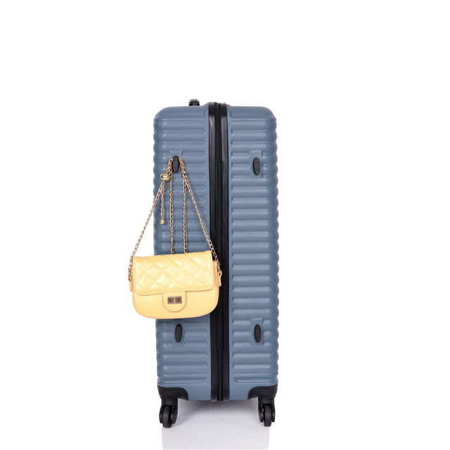 3 Piece Luggage Sets ABS Lightweight Suitcase with Two Hooks, Spinner Wheels, TSA Lock, (20/24/28) Blue