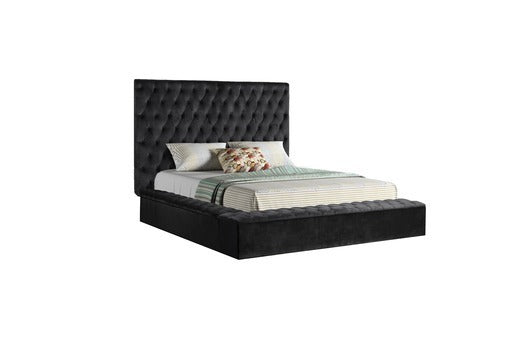 Nora Queen 4 Pc Vanity Tufted Storage Bedroom Set made with Wood In Black