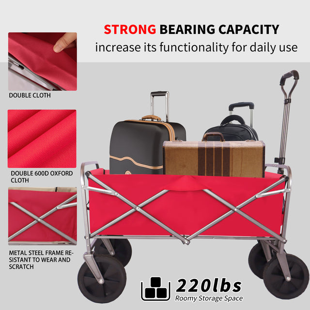 Outdoor Garden Multipurpose Micro Collapsible Beach Trolley Cart Camping Folding Wagon