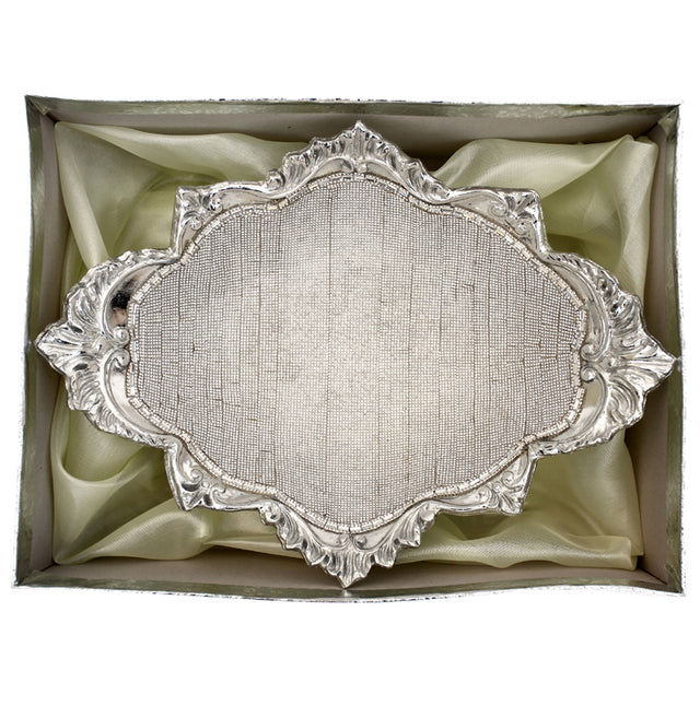 Ambrose Chrome Plated Crystal Embellished Ceramic Bowl