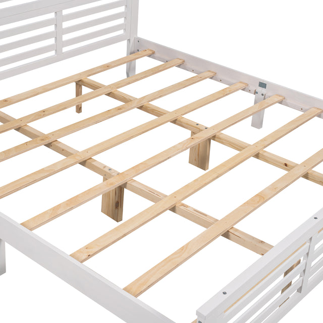 Platform bed with horizontal strip hollow shape, King size, white (New)