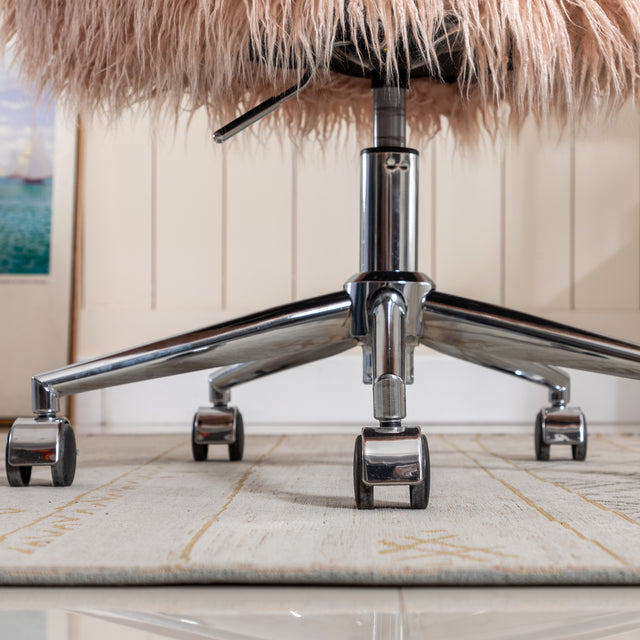 HengMing Modern Faux fur home office chair, fluffy chair for girls, makeup vanity Chair