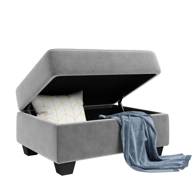 Orisfur. Modern Sectional Sofa with Reversible Chaise, L Shaped Couch Set with Storage Ottoman and Two Cup Holders for Living Room