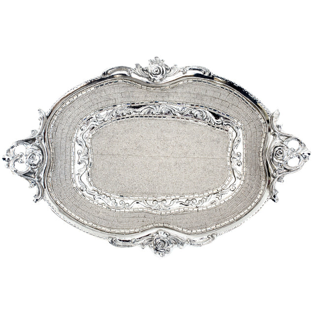 Ambrose Chrome Plated Crystal Embellished Ceramic Plate