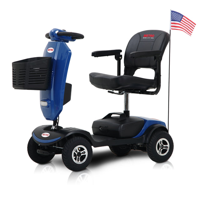 W429S00033 PATRIOT BLUE Outdoor compact mobility scooter with windshield