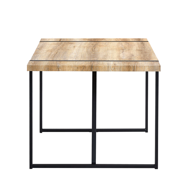 Rustic Industrial Rectangular Wood Dining Table For 4-6 Person, With 1.5" Thick Engineered Wood Tabletop and Black Metal Legs, Writing Desk For Kitchen Dining Living Room, 63" W x 35.4" D x 29.92" H