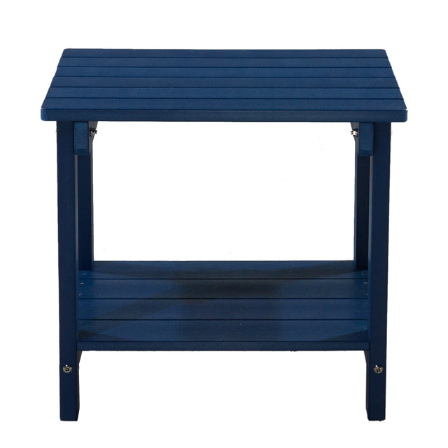 Key West Weather Resistant Outdoor Indoor Plastic Wood End Table, Patio Rectangular Side table, Small table for Deck, Backyards, Lawns, Poolside, and Beaches, Blue
