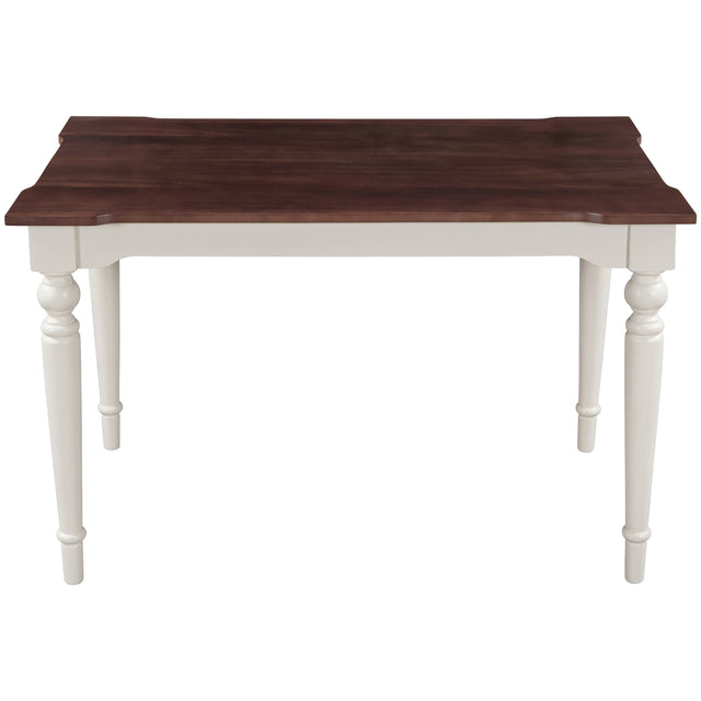 TOPMAX Wood Retro Classical Dining Table, Cherry Top+White Legs