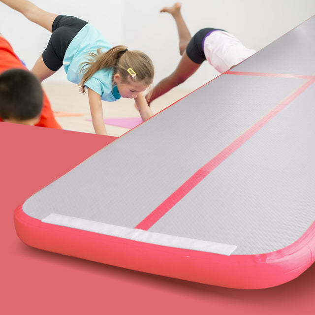 inQracer Gymnastics Mat Air Mats 10ft, Inflatable Tumbling Mat Tumble Track Air Floor with Electric Air Pump for Kids Home Use/Cheerleading/Gym/Outdoor/Yoga/Water Use, Pink
