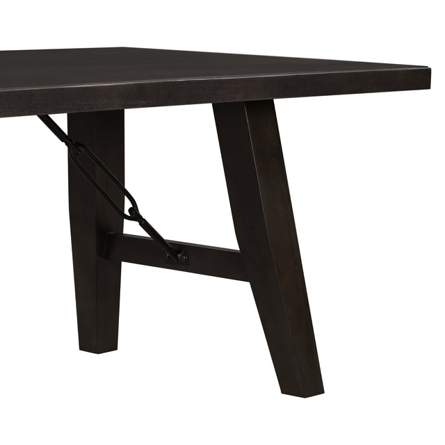 TREXM Industrial Style 72" Wooden Rectangular Table with Chain Bracket (Espresso)