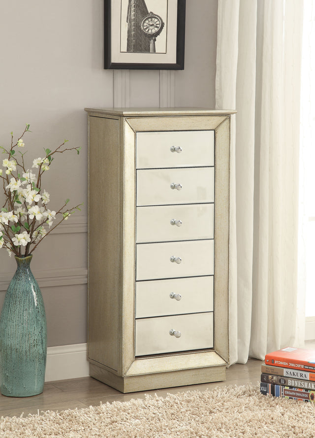 ACME Talor Jewelry Armoire in Antique Gold 97172