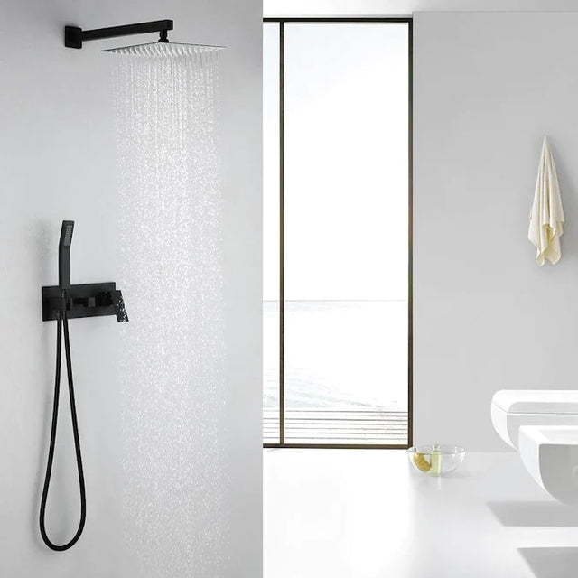 Hot sale matte black wall mounted bathroom complete shower set
