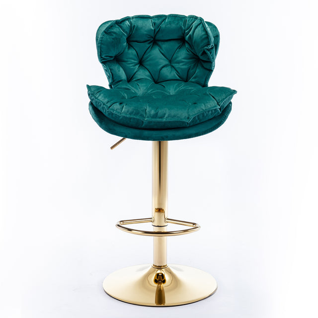 A&A Furniture,Swivel Bar Stools Set of 2, Velvet Counter Height Adjustable Barstools, Dining Bar Chairs Upholstered Modern Bar Stool for Kitchen Island, Cafe, Bar Counter, Dining Room(Green)