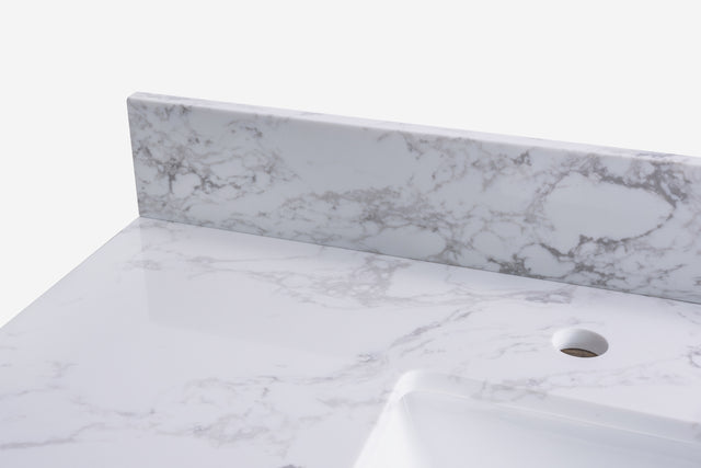 Montary 37" carrara white engineered stone vanity top backsplash